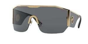 versace ve2220 100287 41mm gold/dark grey irregular sunglasses for men + bundle with designer iwear eyewear kit