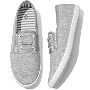 women's canvas slip on sneakers casual slip on walking shoes womens tennis shoes flat dress shoes non slip work shoes(grey.us7)