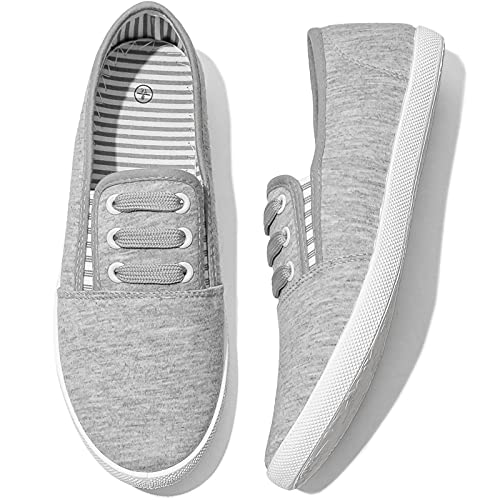 Women's Canvas Slip on Sneakers Casual Slip on Walking Shoes Womens Tennis Shoes Flat Dress Shoes Non Slip Work Shoes(Grey.us7)