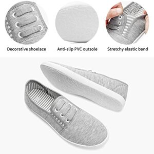 Women's Canvas Slip on Sneakers Casual Slip on Walking Shoes Womens Tennis Shoes Flat Dress Shoes Non Slip Work Shoes(Grey.us7)