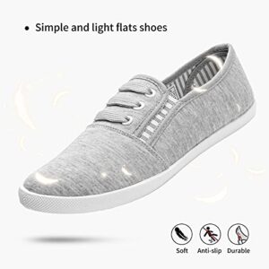 Women's Canvas Slip on Sneakers Casual Slip on Walking Shoes Womens Tennis Shoes Flat Dress Shoes Non Slip Work Shoes(Grey.us7)