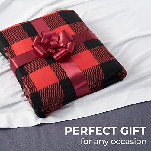 Mellanni Duvet Cover Queen Set - 100% Organic Cotton Buffalo Plaid Duvet Cover - Button Closure & Corner Ties - Organic Cotton Duvet Cover Set - Home Bedding (Queen, Red Buffalo Check)