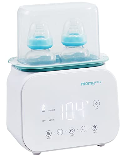 MOMYEASY Baby Bottle Warmer, Fast Bottle Warmer 7-in-1 Food Heater&Defrost with LCD Display, Baby Breast Milk Formula Warmer with 24H Temperature Control (White)