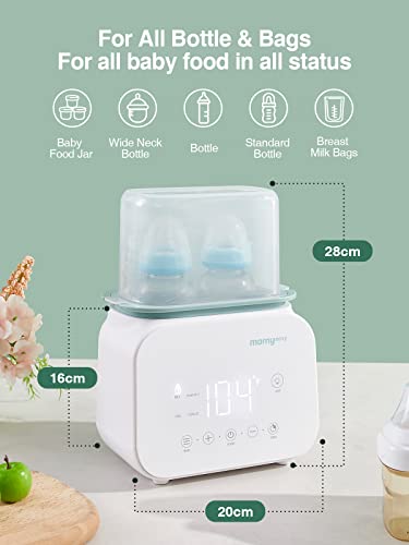 MOMYEASY Baby Bottle Warmer, Fast Bottle Warmer 7-in-1 Food Heater&Defrost with LCD Display, Baby Breast Milk Formula Warmer with 24H Temperature Control (White)