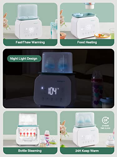 MOMYEASY Baby Bottle Warmer, Fast Bottle Warmer 7-in-1 Food Heater&Defrost with LCD Display, Baby Breast Milk Formula Warmer with 24H Temperature Control (White)