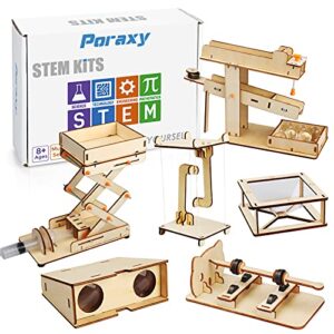 6 in 1 stem kits, science experiment stem projects for kids ages 8-12, educational 3d wooden puzzle, diy stem toys building kit, gifts for boys and girls ages 8 9 10 11 12 years old