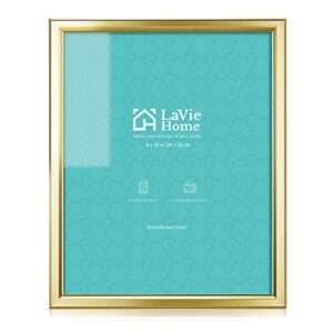 lavie home 8x10 picture frames (1 pack, gold) simple designed photo frame with high definition glass for wall mount & table top display