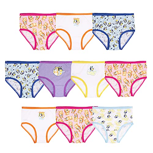 Bluey Girls' Amazon Exclusive 10-Pack of 100% Combed Cotton Panties with Bingo, Bandit and More, Sizes 2/3T, 4T, 4, 6 & 8, 10-Pack