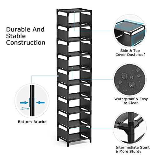 Sunvito Shoe Rack 10 Tiers, Space Saving 10 Pairs Tall Shoes Organizer ...