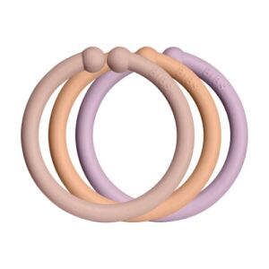 bibs loops 12-pack, bpa free, made in denmark. polypropylene, blush/peach/dusky lilac