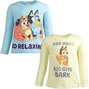 bluey bingo big girls 2 pack t-shirts blue/yellow 10-12