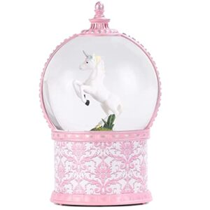 Unicorn Musical Snow Globes, 7.1 Inch Lighted Snow Globe with Swirling Glitter, Battery Operated & USB Powered