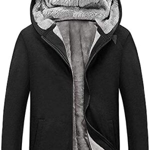 SCODI Hoodies for Men Winter Fleece Sweatshirt - Full Zip Up Thick Sherpa Lined 0010-Black-M