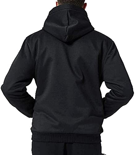 SCODI Hoodies for Men Winter Fleece Sweatshirt - Full Zip Up Thick Sherpa Lined 0010-Black-M