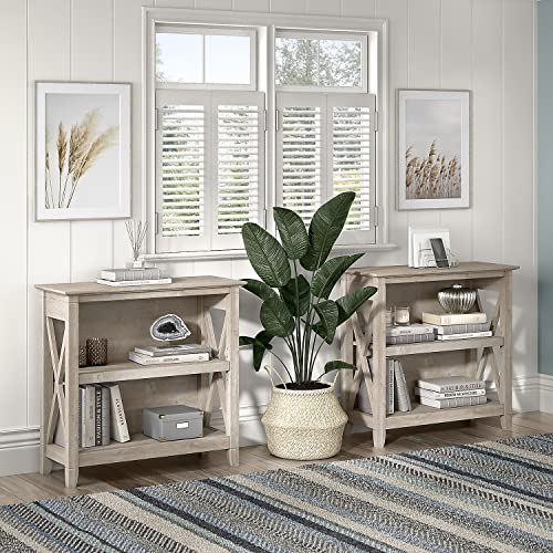 Bush Furniture Key West Small 2 Bookcase in Washed Gray