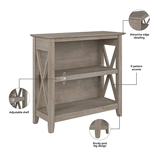 Bush Furniture Key West Small 2 Bookcase in Washed Gray