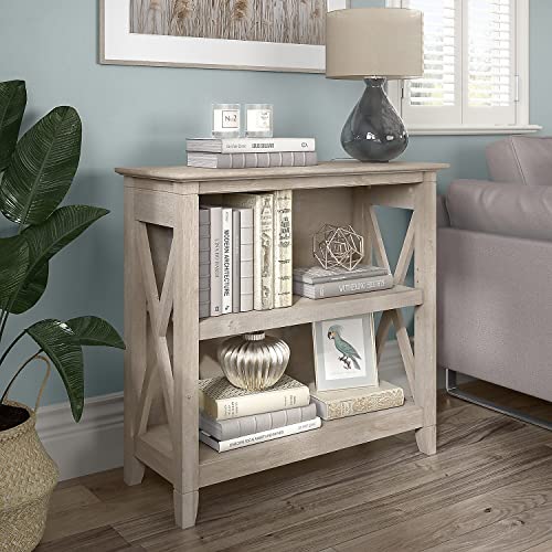 Bush Furniture Key West Small 2 Bookcase in Washed Gray
