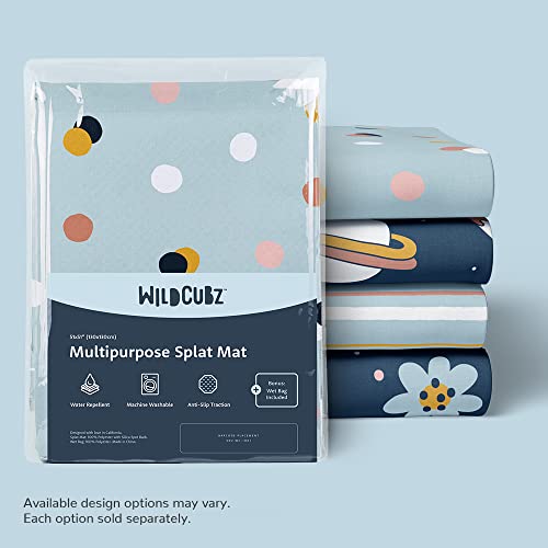 Wildcubz 51" Heavy Duty Baby Splat Mat for Under High Chair | Includes Wet Bag | Premium Washable Toddler Mat | Baby Led Weaning | High Chair Mat for Floor | Craft Mat | Splash Mat (Dots)