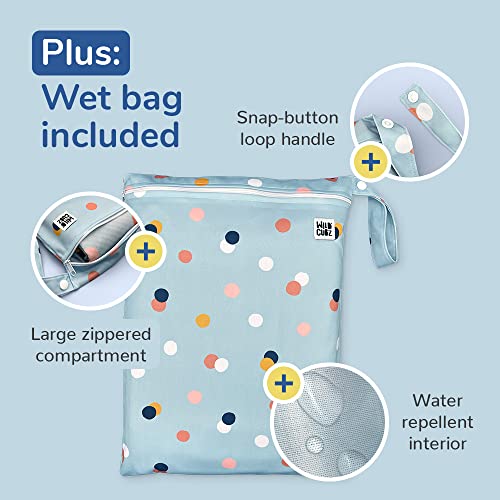 Wildcubz 51" Heavy Duty Baby Splat Mat for Under High Chair | Includes Wet Bag | Premium Washable Toddler Mat | Baby Led Weaning | High Chair Mat for Floor | Craft Mat | Splash Mat (Dots)