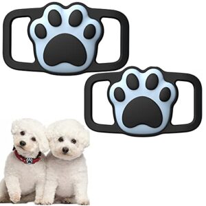 lechivée airtag dog collar case, 2 pack airtag holder tracking cover compatible with air tag gps, silicone airtag case anti-lost protective loop for dog pet cat collar backpack