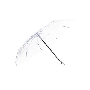 AIXICWXI Full Automatic Folding Transparent Auto Open Close Umbrella Travel Umbrella Tri-fold Clear Rain Umbrella With Frosted Handle Clear Folding Umbrella Windproof (White)
