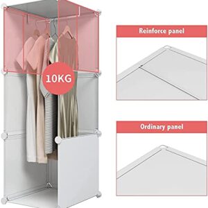 Aeitc Portable Wardrobe Closet Cube Storage Storage Organizer with Doors Bedroom Armoire Visibility Wardrobe (56"x18"x56", White)