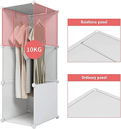 Aeitc Portable Wardrobe Closet Cube Storage Storage Organizer with Doors Bedroom Armoire Visibility Wardrobe (56"x18"x56", White)