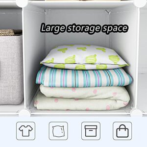 Aeitc Portable Wardrobe Closet Cube Storage Storage Organizer with Doors Bedroom Armoire Visibility Wardrobe (56"x18"x56", White)