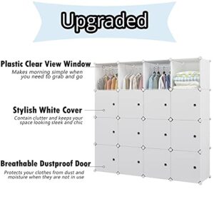 Aeitc Portable Wardrobe Closet Cube Storage Storage Organizer with Doors Bedroom Armoire Visibility Wardrobe (56"x18"x56", White)