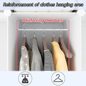 Aeitc Portable Wardrobe Closet Cube Storage Storage Organizer with Doors Bedroom Armoire Visibility Wardrobe (56"x18"x56", White)