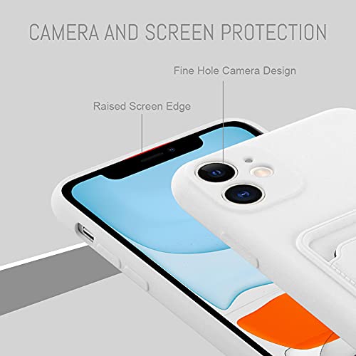 MZELQ Wallet Case for iPhone 11 (6.1 inch), Card Holder Camera Protection Cover for iPhone 11 + Screen Protector, Soft Slim Card Slot Case Compatible with iPhone 11 Phone Case -White