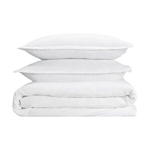 SERTA Simply Clean Ultra Soft Hypoallergenic Stain Resistant 3 Piece Solid Duvet Cover Set, White, Full/Queen