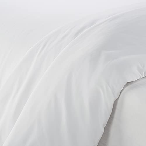 SERTA Simply Clean Ultra Soft Hypoallergenic Stain Resistant 3 Piece Solid Duvet Cover Set, White, Full/Queen