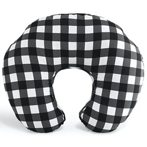 The Peanutshell Black & White Buffalo Plaid Nursing Pillow for Breastfeeding | Pillow & Nursing Pillow Cover for Baby Boys or Girls