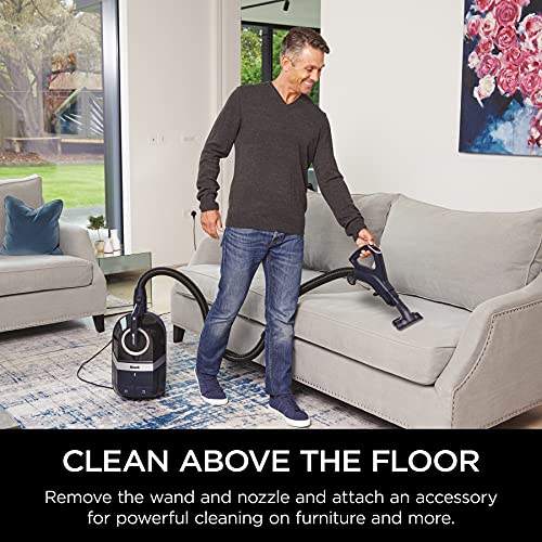 Shark CZ351 Pet Canister Vacuum, Bagless, Corded with Self-Cleaning Brushroll & PowerFins, Navy & Silver