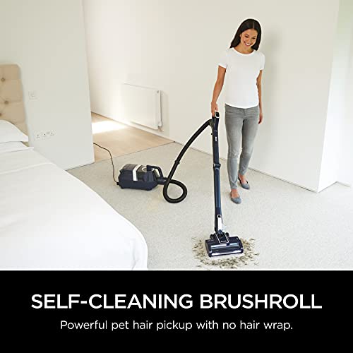 Shark CZ351 Pet Canister Vacuum, Bagless, Corded with Self-Cleaning Brushroll & PowerFins, Navy & Silver