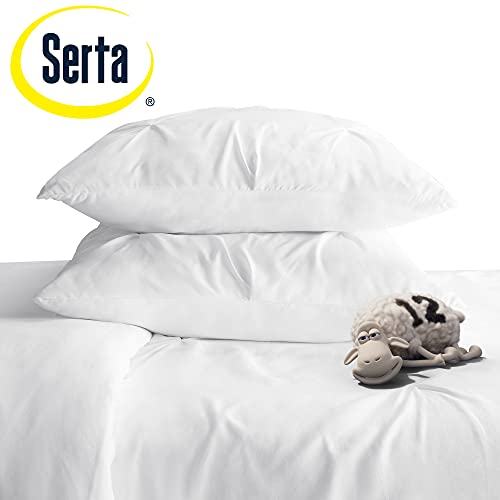 SERTA Simply Clean Ultra Soft 3 Piece Hypoallergenic Stain Resistant Pleated Duvet Cover Set, King, White