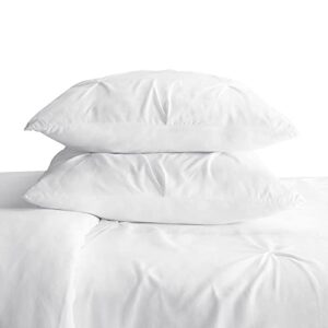 SERTA Simply Clean Ultra Soft 3 Piece Hypoallergenic Stain Resistant Pleated Duvet Cover Set, King, White