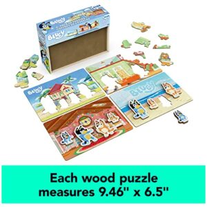 Bluey 4-Pack of Wooden 24-Piece Puzzles with Interchangeable Pieces | Bluey Birthday Party Supplies | Bluey Party Favors | Bluey Toys for Kids Ages 3+