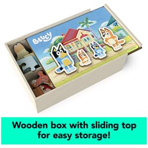 Bluey 4-Pack of Wooden 24-Piece Puzzles with Interchangeable Pieces | Bluey Birthday Party Supplies | Bluey Party Favors | Bluey Toys for Kids Ages 3+