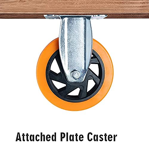 N/A 5 Inches Heavy Duty Polyurethane Caster Wheels Anti-Skid Swivel Casters Wheels with 360 Degree for Set of 4 Orange (2PCS Locking Swivel Casters 2PCS Fixed Caster Wheels), XP-06