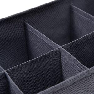 Qozary 3 Pack Sock Underwear Drawer Organizer Dividers, Non-Woven Fabric Collapsible Cabinet Closet Storage Boxes for Clothes, Socks, Lingerie, Underwear, Tie, Belt, Baby, Bedroom (Gray, 8 Cells)