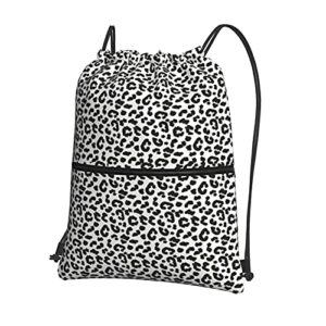 huatansy women's drawstring backpack string bag sports cinch sackpack gym sack training gymsack yoga bags with zipper pocket (leopard print)