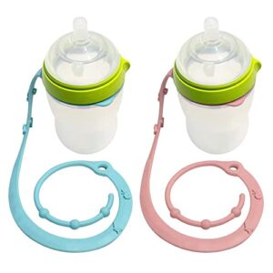 stroller water bottle strap, 2pk baby cup strap holder silicone sippy cup catcher toy leash tether for highchair carseat