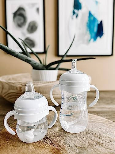 Sippy Cup Conversion Kit for Philips Avent Natural Baby Bottle | 2-Count | with Soft Silicone Sippy Spout Nipples, Weighted Any Angle Straw Ball, Bottle Handles and Straw Cleaning Brush (Sippy Spout)