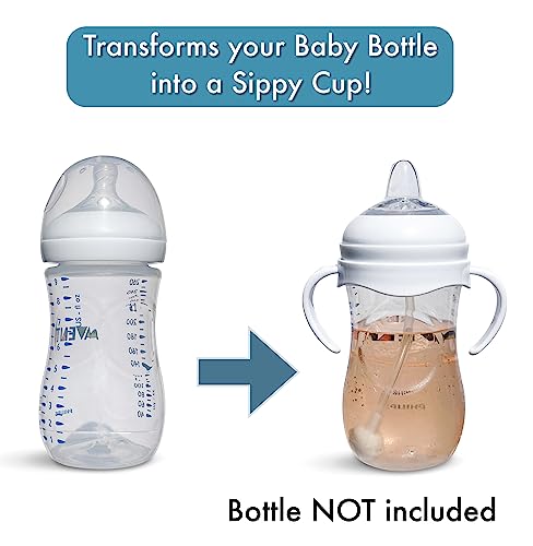Sippy Cup Conversion Kit for Philips Avent Natural Baby Bottle | 2-Count | with Soft Silicone Sippy Spout Nipples, Weighted Any Angle Straw Ball, Bottle Handles and Straw Cleaning Brush (Sippy Spout)