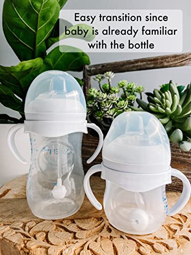 Sippy Cup Conversion Kit for Philips Avent Natural Baby Bottle | 2-Count | with Soft Silicone Sippy Spout Nipples, Weighted Any Angle Straw Ball, Bottle Handles and Straw Cleaning Brush (Sippy Spout)