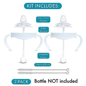 Sippy Cup Conversion Kit for Philips Avent Natural Baby Bottle | 2-Count | with Soft Silicone Sippy Spout Nipples, Weighted Any Angle Straw Ball, Bottle Handles and Straw Cleaning Brush (Sippy Spout)