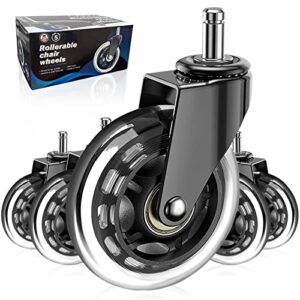 office chair wheels, set of 5,huracan,replacement rubber caster wheels for hardwood floor, not compatible ikea,computer desk wheels,heavy duty casters