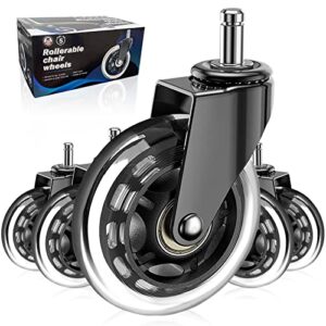 Office Chair Wheels, Set of 5,Huracan,Replacement Rubber Caster Wheels for Hardwood Floor, NOT Compatible IKEA,Computer Desk Wheels,Heavy Duty Casters